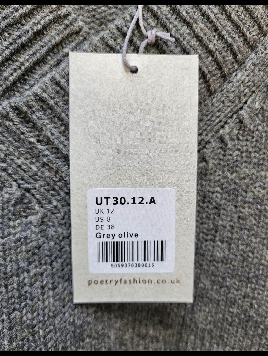 Nwt Poetry Uk 100% Lambswool V-Neck Sweater Tunic Dress Grey Olive Us 8 New — image 8 of 8